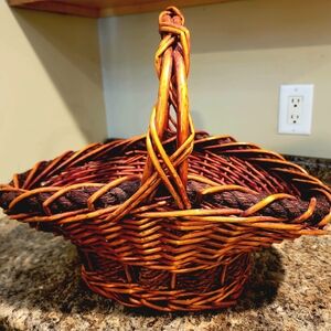 Rustic Woven Basket with Handle